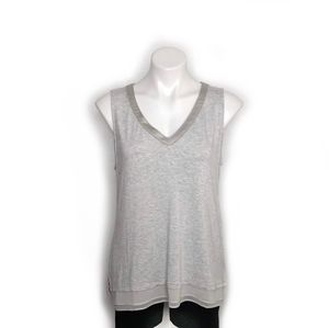 White House Black Market Gray Sleeveless V Neck Blouse